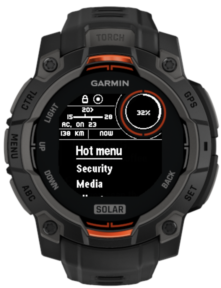 Garmin app screen